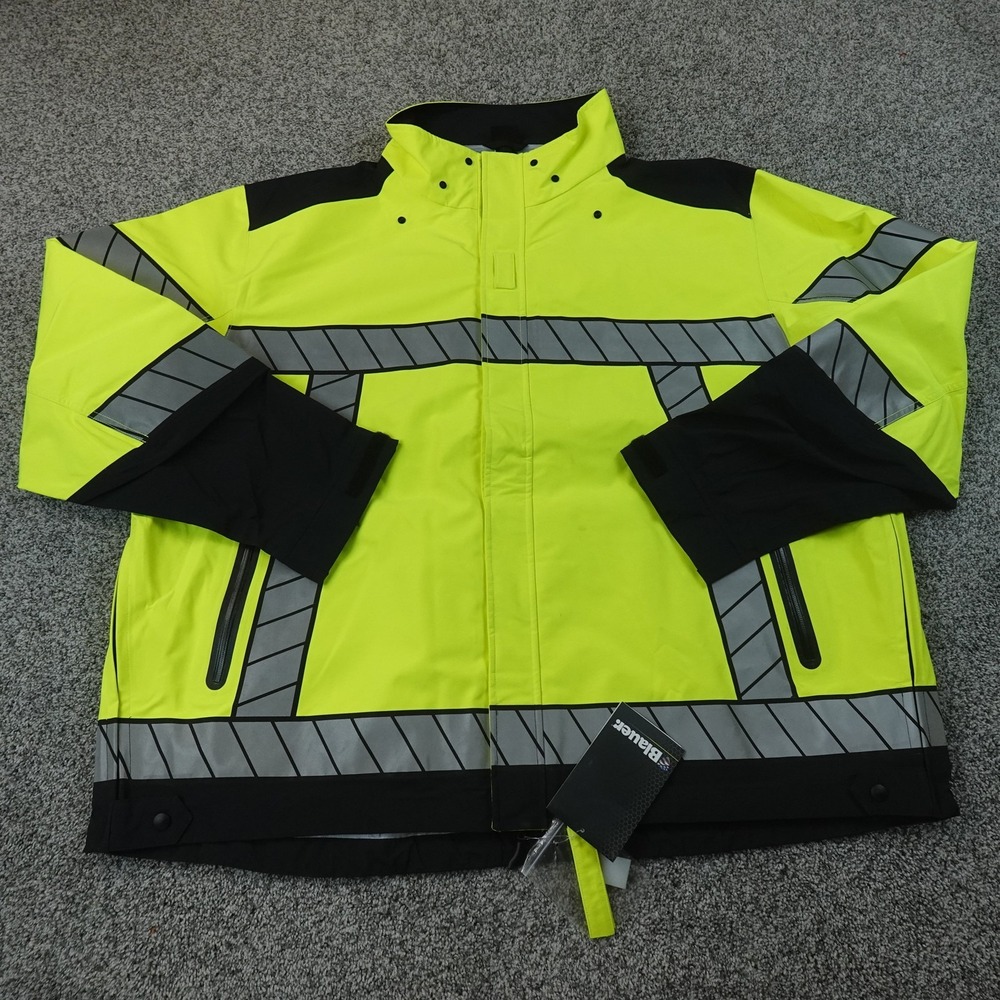NEW Blauer Jacket Mens 4XLT Yellow Navy Hi Vis Reflective Windbreaker Rain Coat